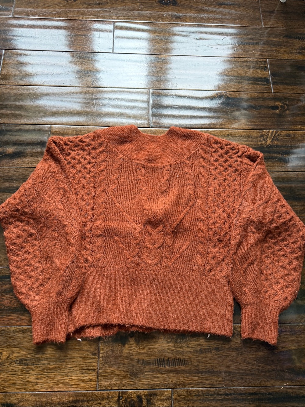 Abercrombie & Fitch Rust Orange Wool Cable Cardigan - Picture 5 of 5